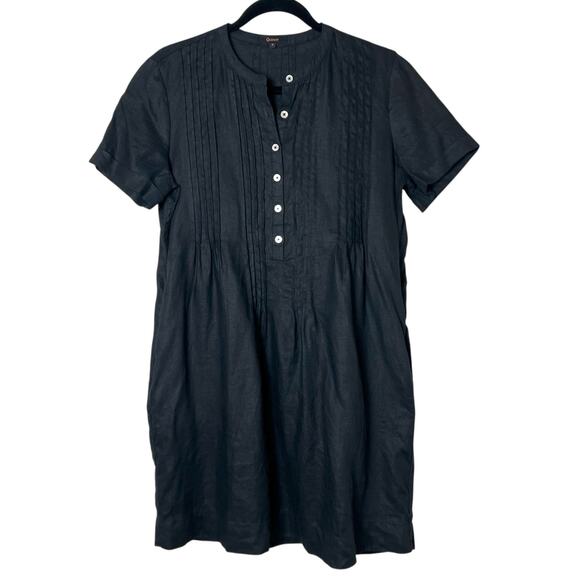 Quince European Linen Short Sleeve Swing Dress Black Size Small - Picture 2 of 11